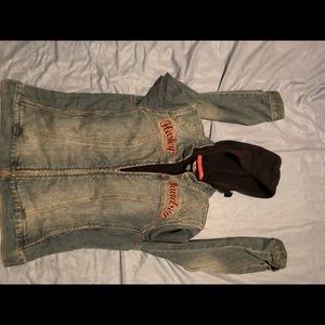 Harley Davidson jean jacket hoodie combo  Amazing